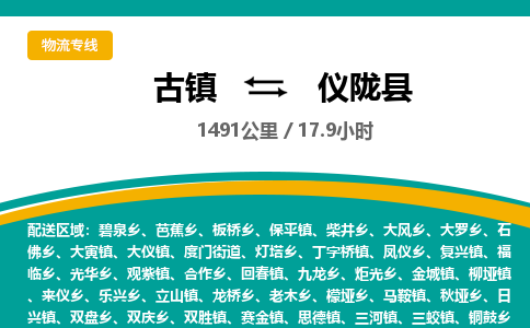 古镇到仪陇县物流专线公司|古镇到仪陇县专线|回程车运输